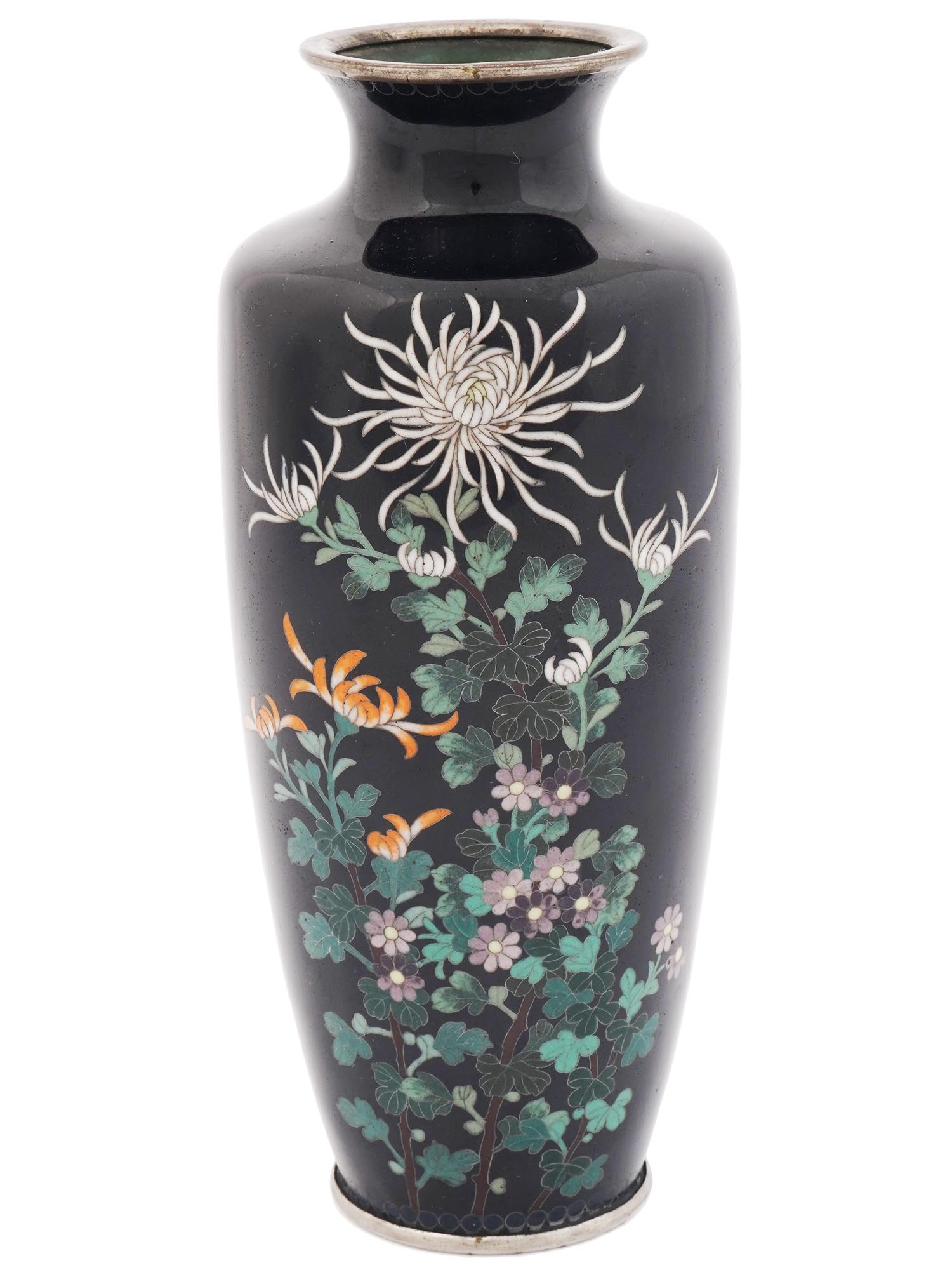 ANTIQUE JAPANESE GINBARI CLOISONNE ENAMEL VASE PIC-0